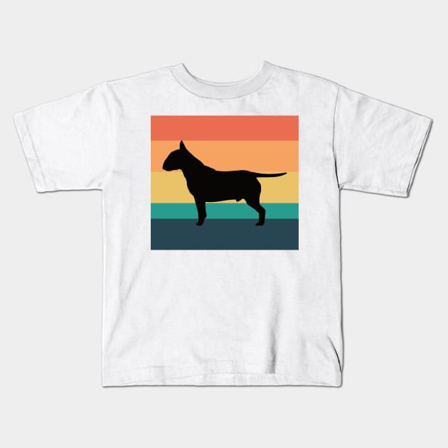 Vintage Sunset Bull Terrier Dog Owner Gift Kids T-Shirt by DPattonPD